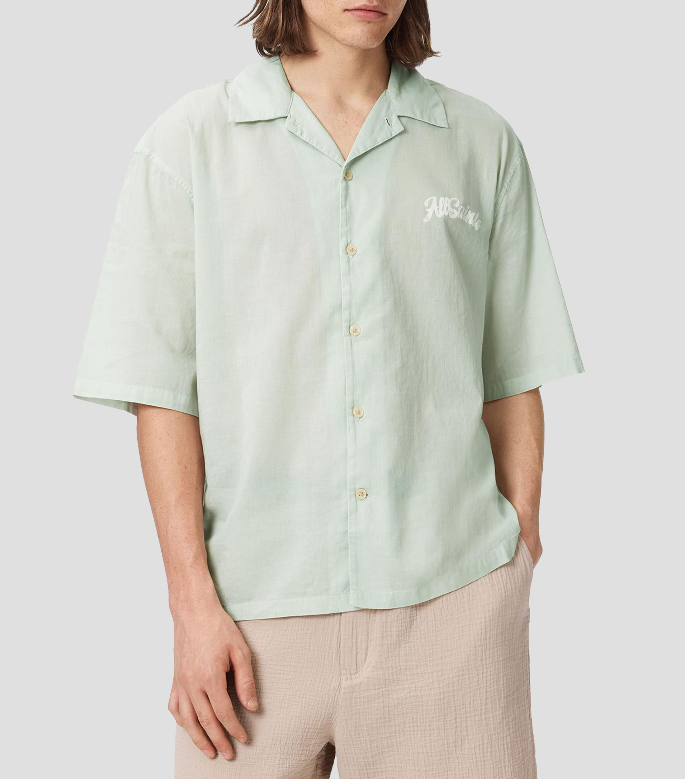 Camisa estampada con manga corta Hombre